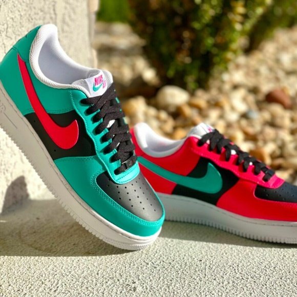 Nike Air Force 1 Custom Shoes Low South Beach Miami Vice Pink Teal Black White main image 6